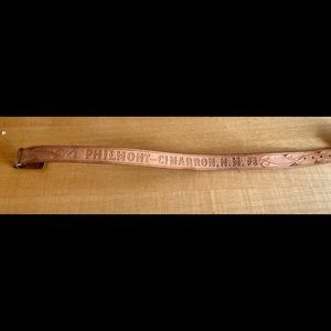 Philmont Sz 32. Hand tooled leather belt with brass buckle
